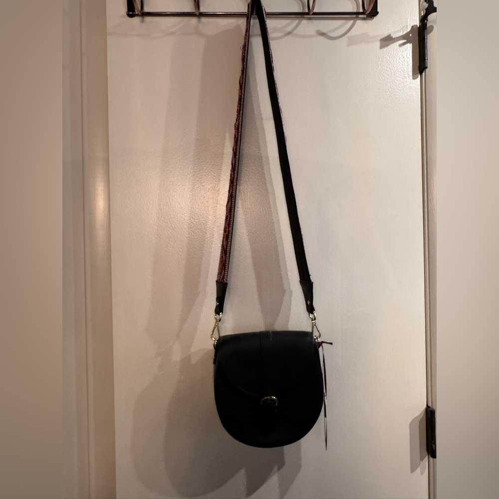 Black Crossbody Bag with Patterned “Guitar” Strap or regular black strap - Picture 9 of 9